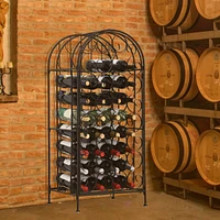 Streamdale Furniture 35 Bottle Wrought Iron Wine Rack Cabinet with Lock - Black