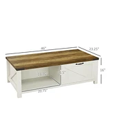 Streamdale Furniture Rustic Farmhouse Coffee Table with Storage and Drawer