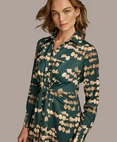 Donna Karan New York Women's Printed Twist-Front Shirtdress