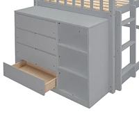 Twin Over Bunk Bed With 4 Drawers And 3 Shelves