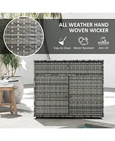 Rattan Wicker Freestanding Cabinet: Pool Toy & Towel Storage