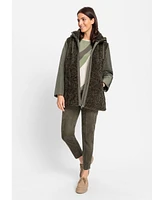 Olsen Women's Mixed Media Coat with Removable Hood