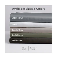 Cariloha Retreat 2-Piece Sateen Pillowcase Set | Coastal Gray |King | Lyocell Material | Breathable, Corner Straps, Extra soft & Cooling