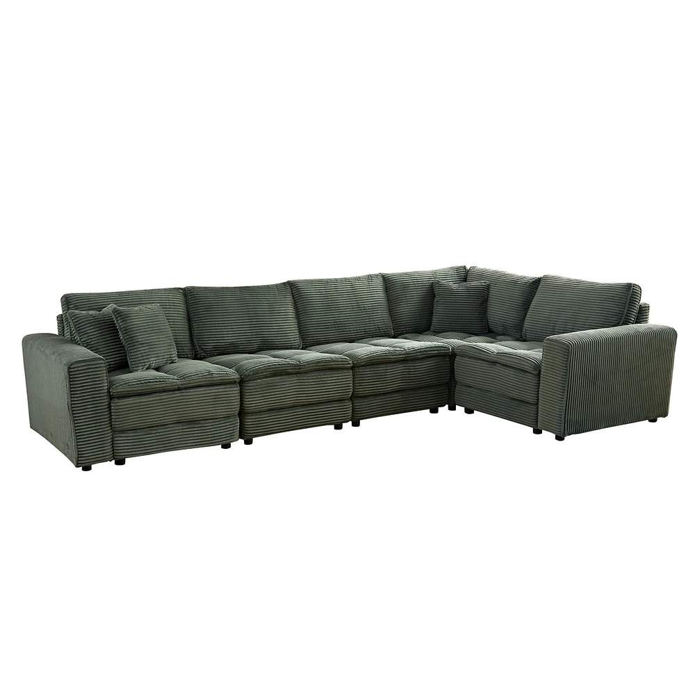 Streamdale Furniture Oversized 5-Seat Sectional Sofa with Corduroy Upholstery