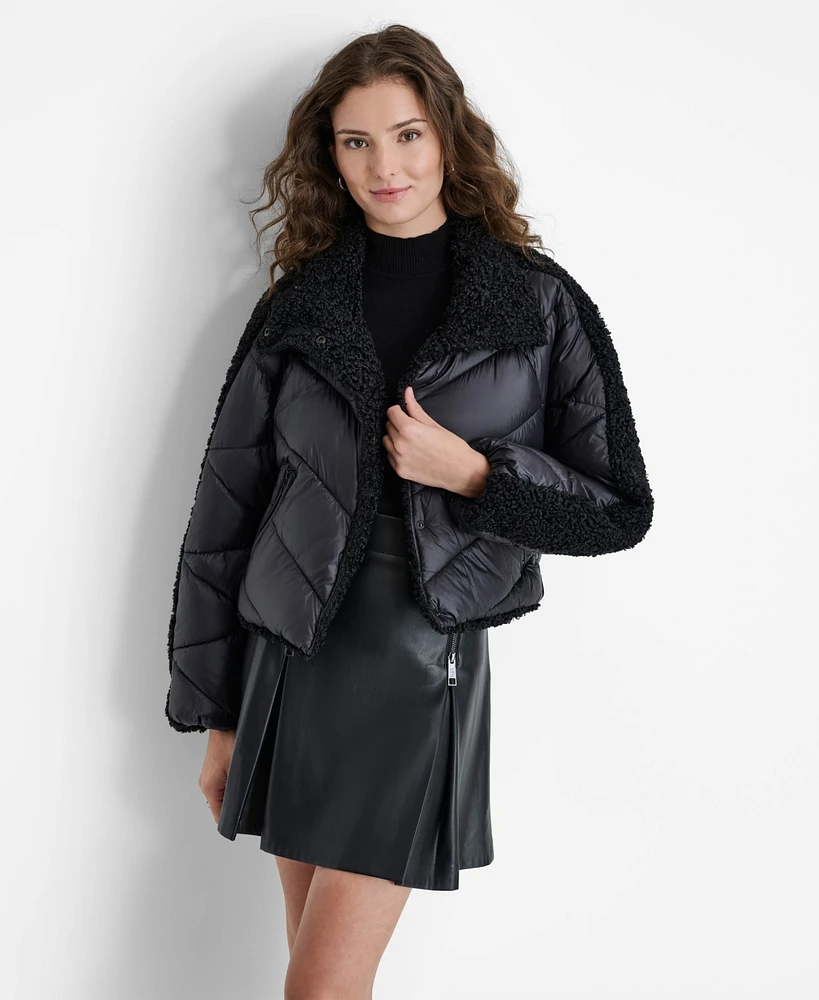 Dkny Women's Mixed-Media Puffer Jacket