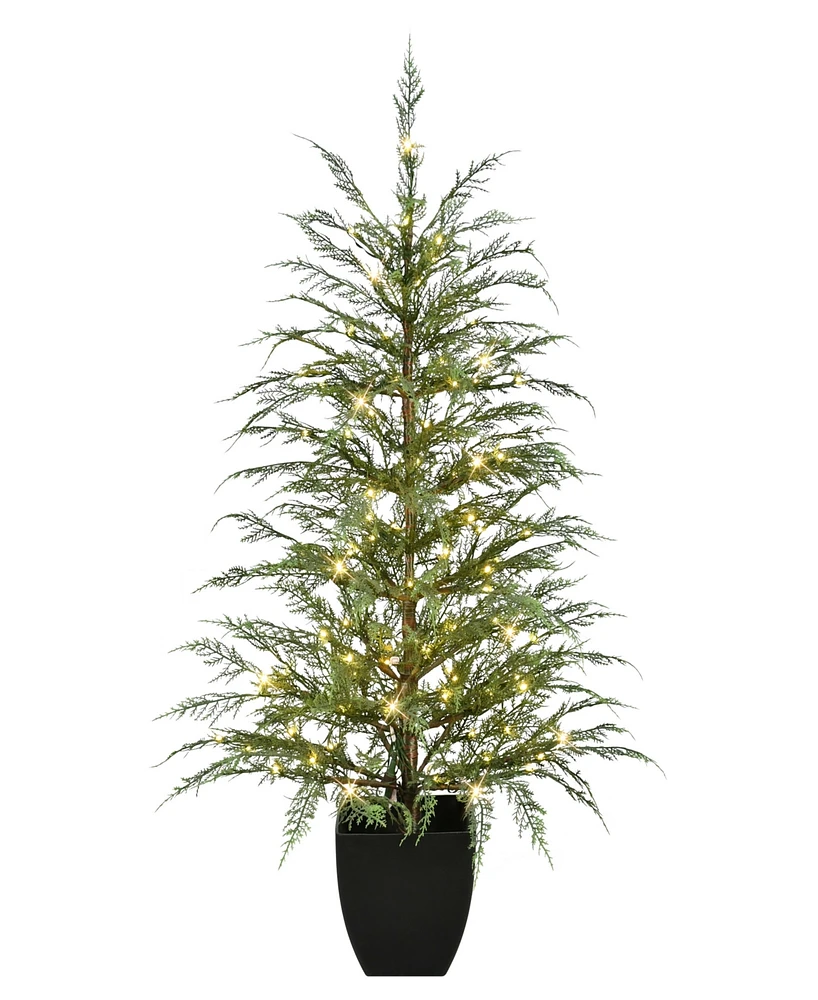 Puleo Pre-Lit Cedar Artificial Tree 4 ft.