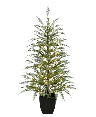 Puleo Pre-Lit Cedar Artificial Tree 4 ft.