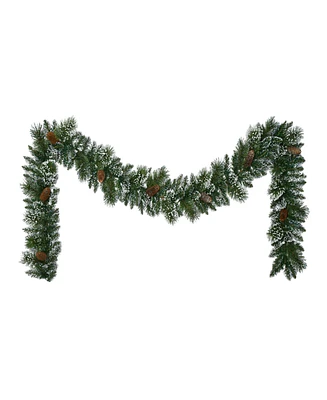 Puleo Snowy Artificial Garland 9 ft x 10 Inch