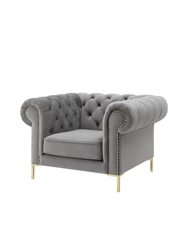 Inspired Home Journie Velvet Chesterfield Club Chair