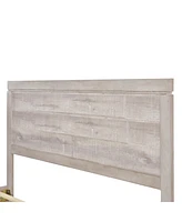 Streamdale Furniture Rustic White Platform Bed with Wooden Slats