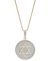 Men's Diamond Star of David Disc 22" Pendant Necklace (1/2 ct. t.w.) in 14k Gold-Plated Sterling Silver & Sterling Silver