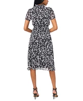 Msk Petite Printed Smocked Midi Dress