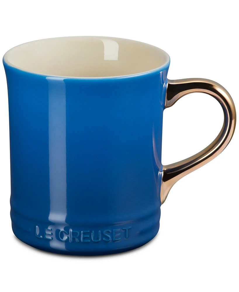 Le Creuset Stoneware Mug with Gold Metallic Handle, 14 oz.