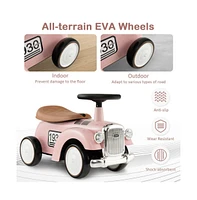 Vebreda Kids Sit to Stand Vehicle with Working Steering Wheel and Under Seat Storage-Pink