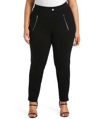 Rafaella Plus Classic Fit Pull-On Ankle Pant with Zipper Detail