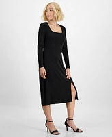 Tinsel Petite Square-Neck Long-Sleeve Midi Dress