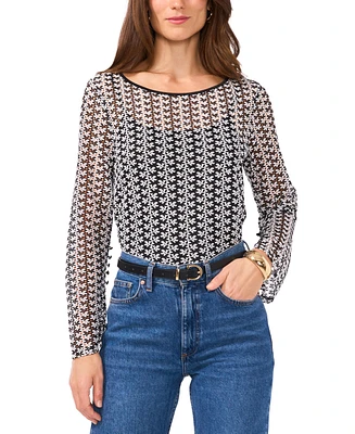 Vince Camuto Women's Sheer Layered-Look Flared-Sleeve Top