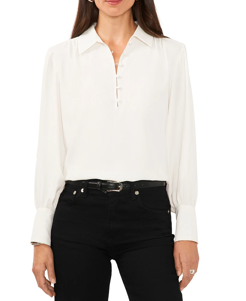 1.state Women's Collared Blouson-Sleeve Poet Blouse