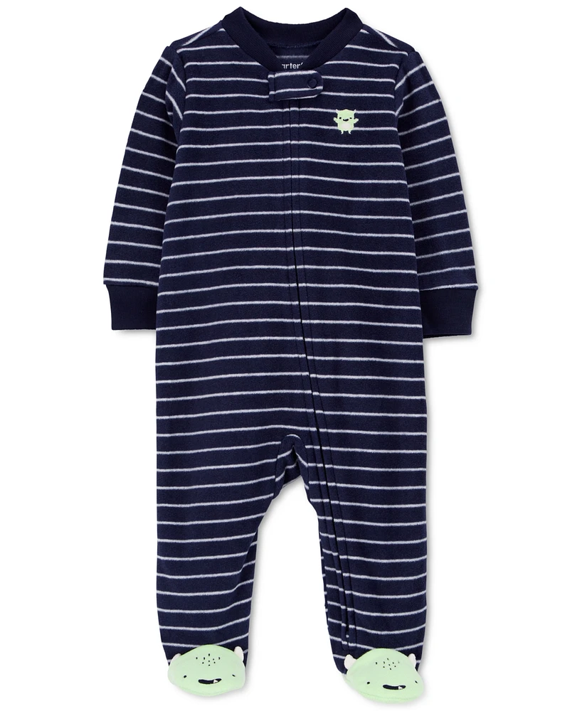 Carter's Baby Boys Sleep & Play Stripe Zip-Up Fleece Footie Pajamas