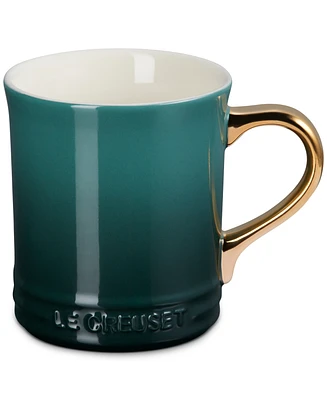 Le Creuset Stoneware Mug with Gold Metallic Handle, 14 oz.