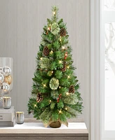 Puleo Pre-Lit Adorned Artificial Tree 3ft