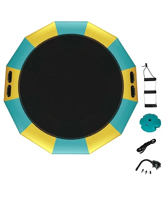 Sugift 15 Feet Inflatable Splash Padded Water Bouncer Trampoline