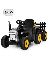 Sugift 12V Ride on Tractor with 3-Gear-Shift Ground Loader for Kids 3+ Years Old