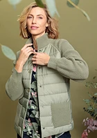 Olsen Women's Mixed Media Mock Neck Jacket