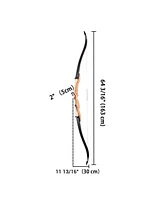 Yescom 68" Recurve Bow Right Hand Draw Weight 30lbs Traditional Archery Hunting Take Down Long Bow