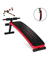 Vebreda Folding Weight Bench Adjustable Sit-up Board Workout Slant Bench-Red