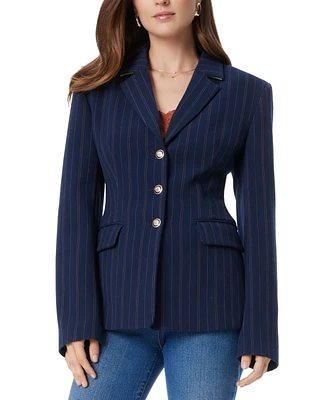 Sam Edelman Women's Pinstripe Cinched-Waist Blazer - Navy