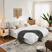 King Size Upholstered Platform Bed with Headboard and Hydraulic Lift