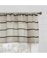 Twill Stripe Anti-Dust Linen Blend Sheer Cafe Curtain Pair