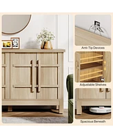Tribesigns Sideboard Buffet Cabinet with Storage, 55" Farmhouse Sideboard Cabinet with 4 Doors and Adjustable Shelves, Wood Coffee Bar Cabinet Console