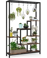 Tribesigns 5-Tier Tall Indoor Plant Stand, 70.9 inches Large Metal Plant Shelf with 6PC S Hanging Hooks, Multi