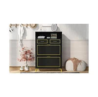 Streamdale Furniture Modern Shoe Cabinet: 2 Flip Drawers, 2 Slide Drawers, Shelf