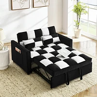 Simplie Fun Modern Velvet Loveseat Sofa Bed: 3-in-1 Convertible for Living Room