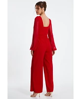 Quiz Women's Scuba Crepe Chiffon Sleeve Jumpsuit