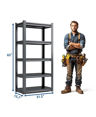 Simplie Fun 5-Tier Heavy Duty Metal Storage Shelves (63"H, 2000lbs Capacity)