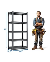 Streamdale Furniture 5-Tier Heavy Duty Metal Storage Shelves (63"H, 2000lbs Capacity)