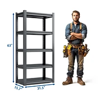 Simplie Fun 5-Tier Heavy Duty Metal Storage Shelves (63"H, 2000lbs Capacity