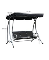 Streamdale Furniture 3-Seat Outdoor Canopy Swing with Adjustable Shade