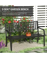 Streamdale Furniture Black 50" Outdoor Garden Slatted Bench