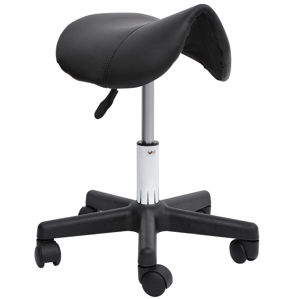 Streamdale Furniture Rolling Salon Stool with Ergonomic Faux Leather