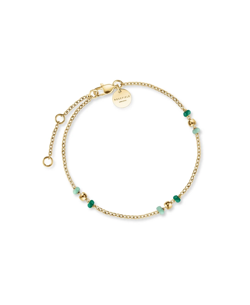 Rosefield Emerald Dotted Bracelet In 14K Yellow Gold Plated Stainless Steel