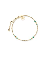 Rosefield Emerald Dotted Bracelet In 14K Yellow Gold Plated Stainless Steel