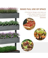 4-Tier Wooden Vertical Planter for Gardens
