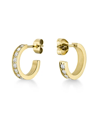 Rosefield Crystal Hoop In 14K Yellow Gold Plated Stainless Steel