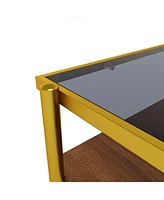 Streamdale Furniture Modern Glass Coffee Table with Golden Legs