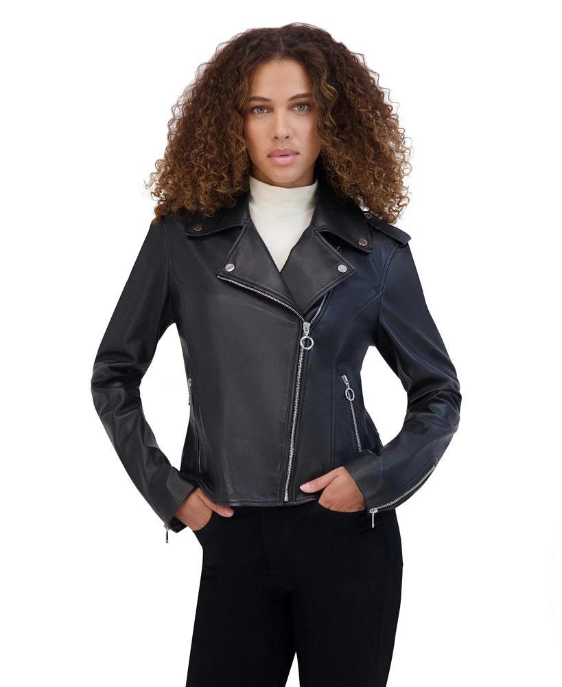 Andrew Marc Women's Bijou Asymmetrical Moto Leather Jacket